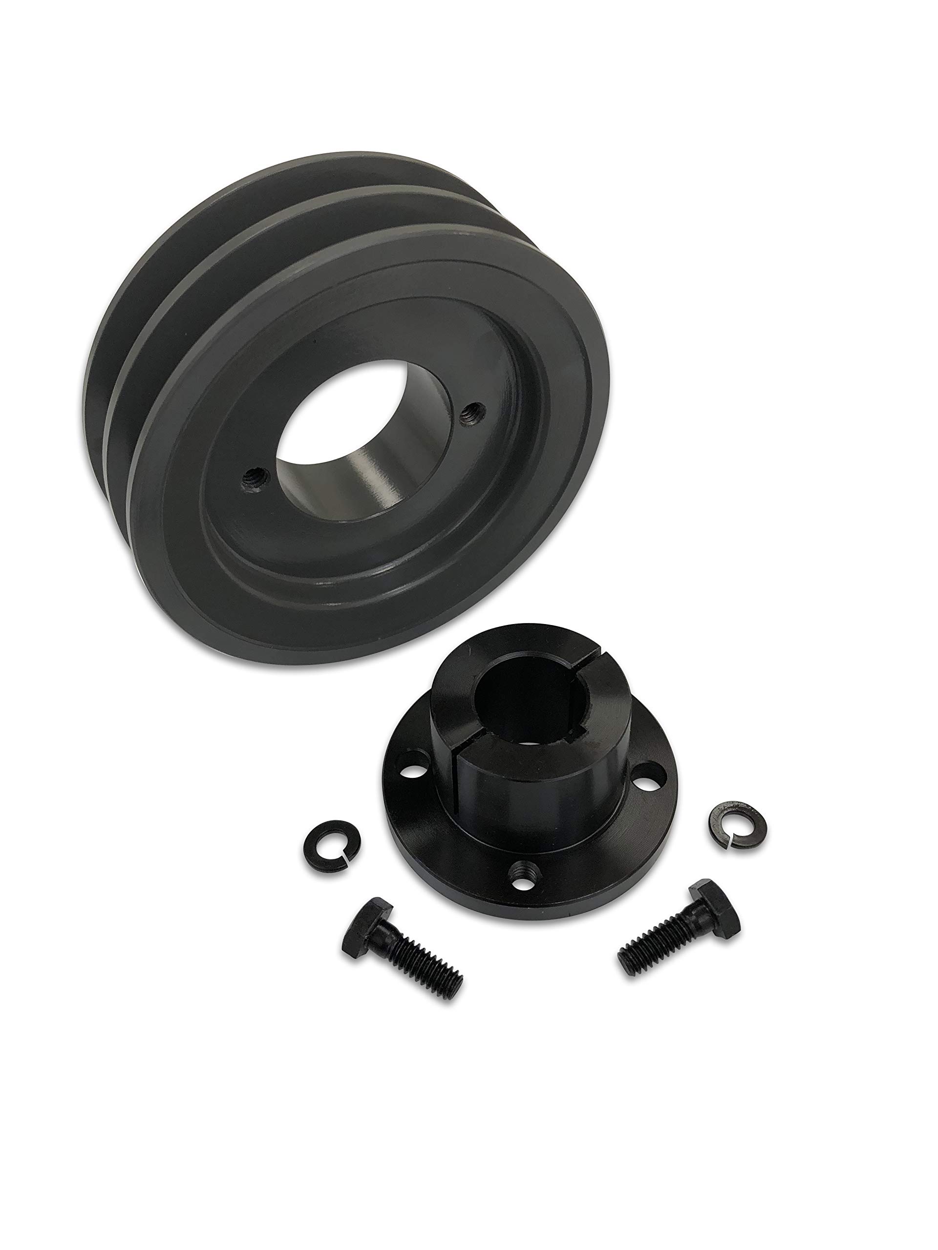 Double Groove 4.75" Cast Iron Electric Motor " H " Pulley/Sheave, Bushing Included, for 3/8" and 1/2" Top Width 3L/A/AK/4L/4LK Section V Belt, 2 Groove (7/8" Shaft / 0.875 Bore, 2AK49H)