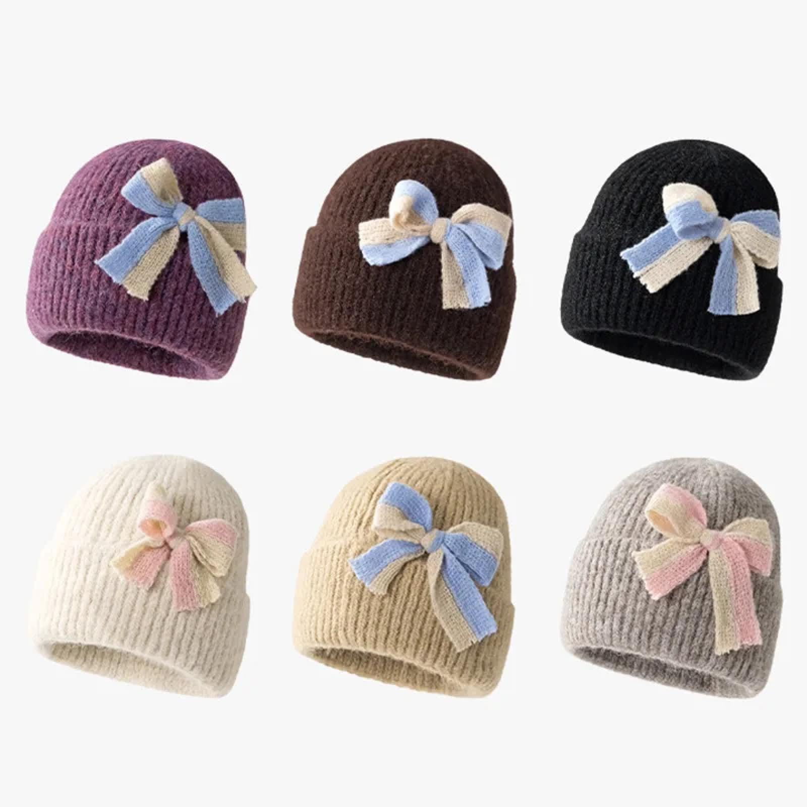 Czapki Czapki Skullies Czapki Beanie Bow Hat dla kobiet Słodkie Dzianinowe Czapki Skullies Koreańskie Czapki Ochronne Uszy Jesień Zima Ciepła Pogrubiona Czapka Pulower