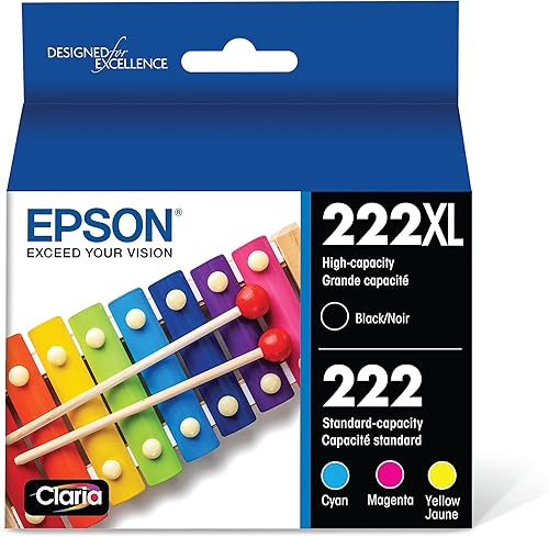 Miniatura 2 de Epson T222 Paquete múltiple negro de alta capacidad y color de capacidad estándar y cartucho de tinta negra T222, capacidad estándar