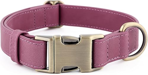 Miniatura 13 de Collar de piel genuino para perros de Plutus Pet – Collar ajustable para mascotas con hebilla de metal de liberación rápida, piel suave y real para