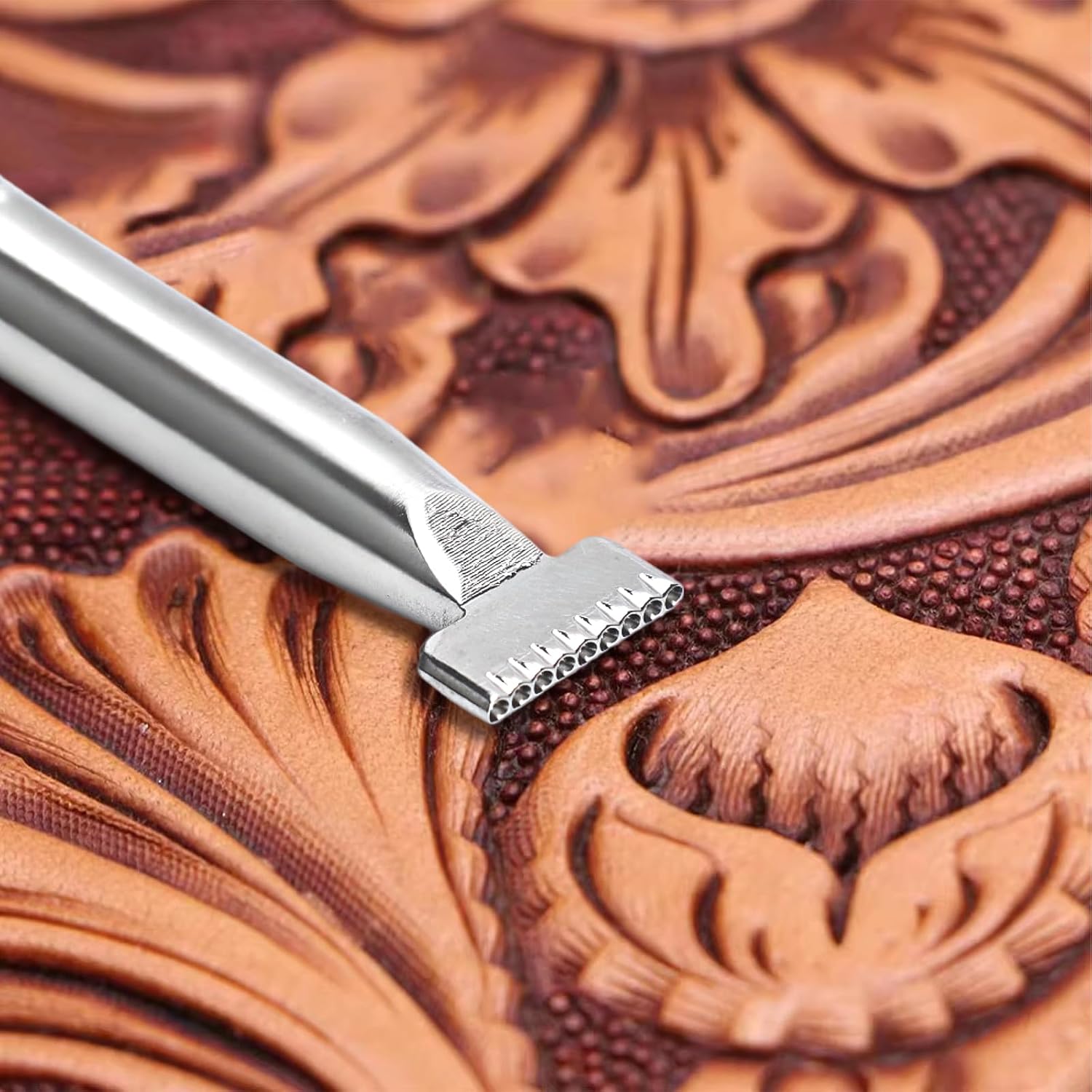 Ebrima Leather Stamping Tools, Oval Flower Center Leather Stamps Stainless Steel Carving Set for LeatherCrafts DIY (9.5mm)
