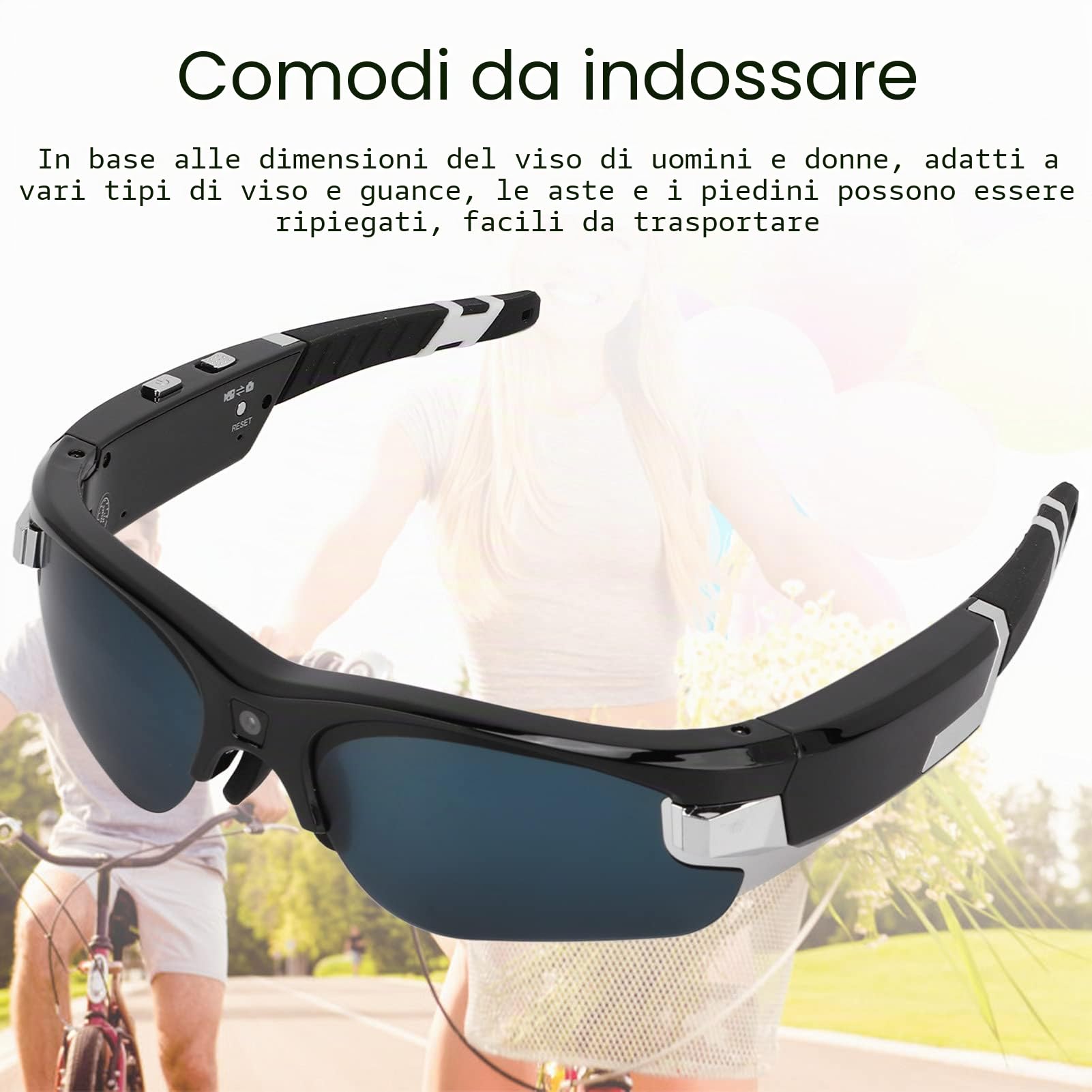 Bewinner Camera 1080P 30FPS HD Video Glasses, Full HD Recording Smart Wearable Wireless Sunglasses for Outdoor Sports Traveling Driving