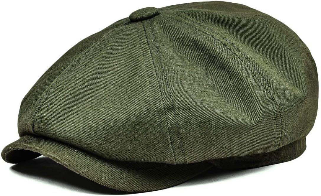 Men's 8 Piece Newsboy Flat Cap 100% Cotton Gatsby Ivy Golf Cabbie Hat