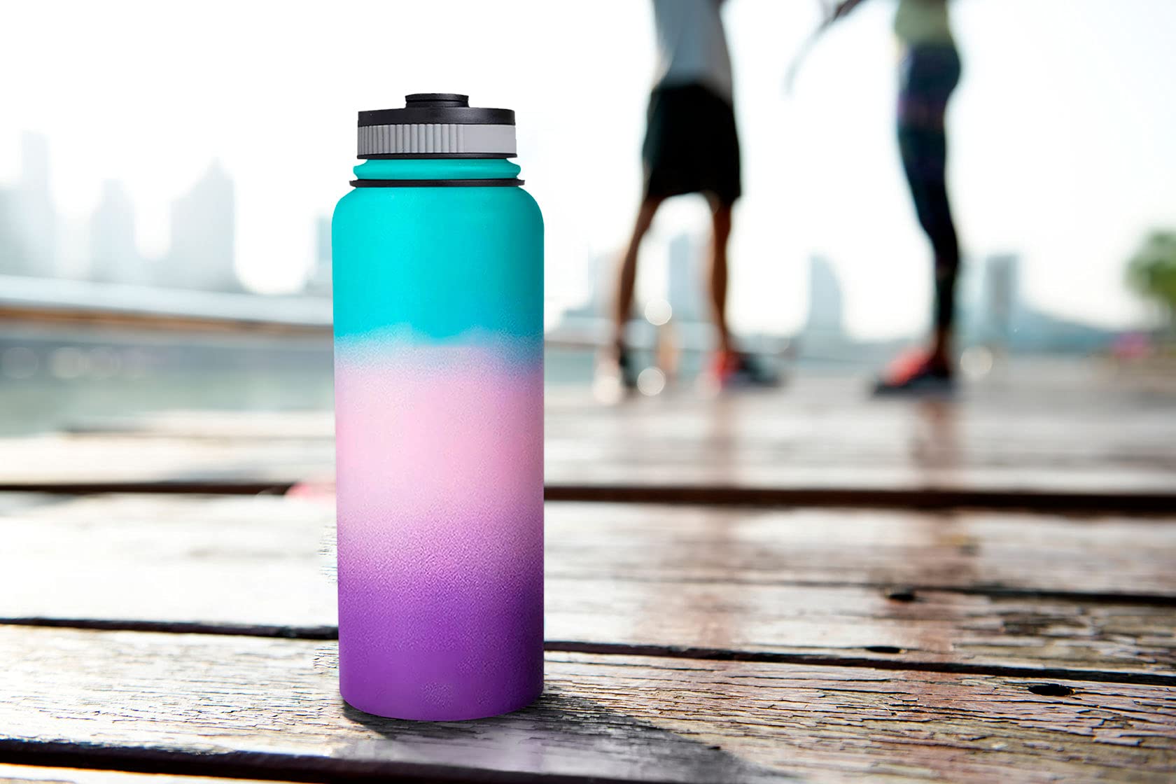 Cantimplora Aislada Doble Pared Botella Agua Acero Inoxidable Iron Flask - Aislada, Sin BPA, 3 Tapas Incluidas, Mantiene Frío 24h/Calor 12h Termo Stanley