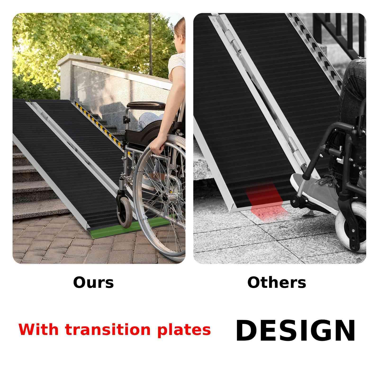 Rampa telescópica de aluminio con placa de transición para escalones de escalera de puerta delantera, rampa portátil de 3 pies, 4 pies, 5 pies, 6 pies