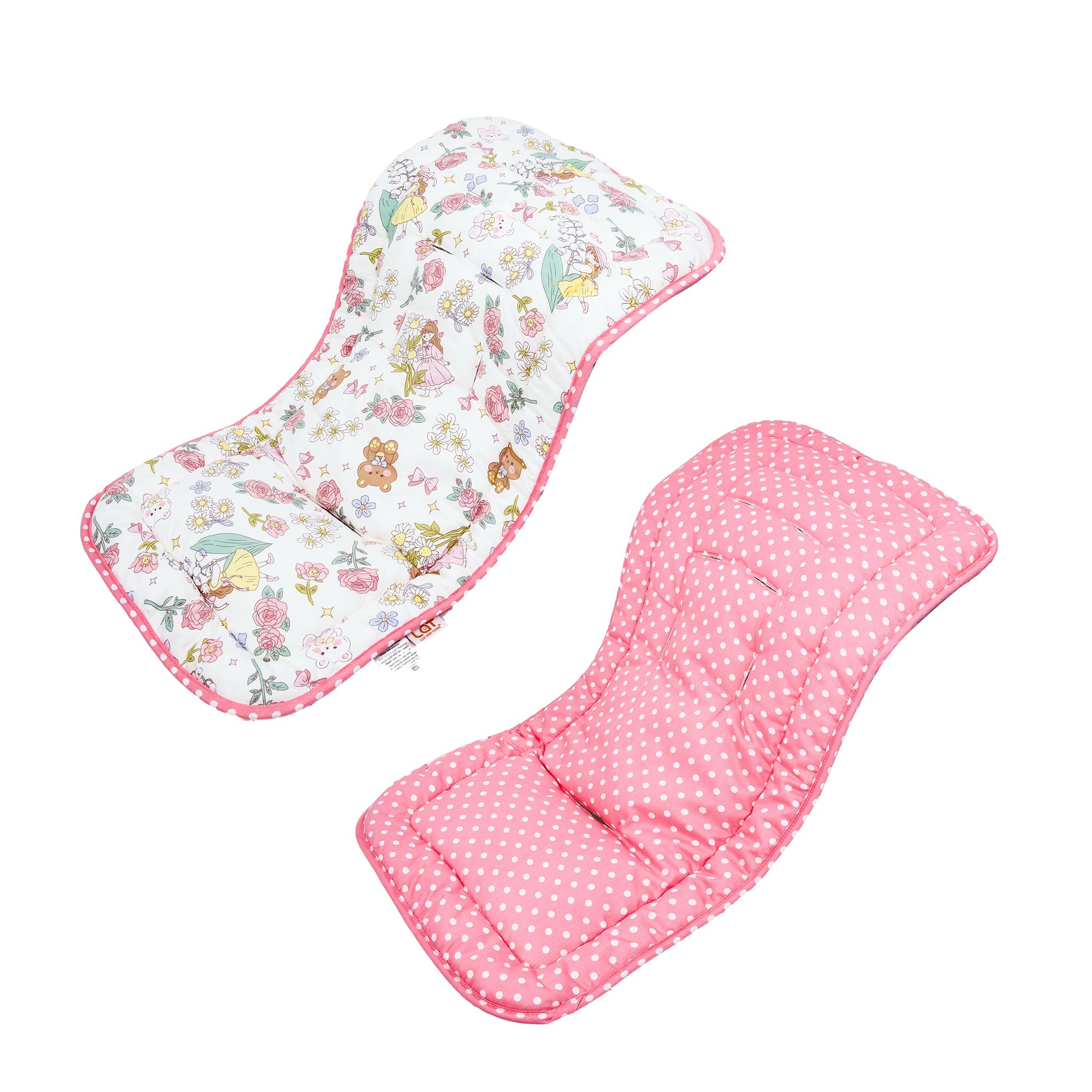 LAT Baby Sitzauflage für Kinderwagen, Doppelseitig Verwendbares Sitzauflage Buggy, Universal Kinderwagen Buggy Einlage für Kleinkinder 78 x 33 cm (Blumenbär)