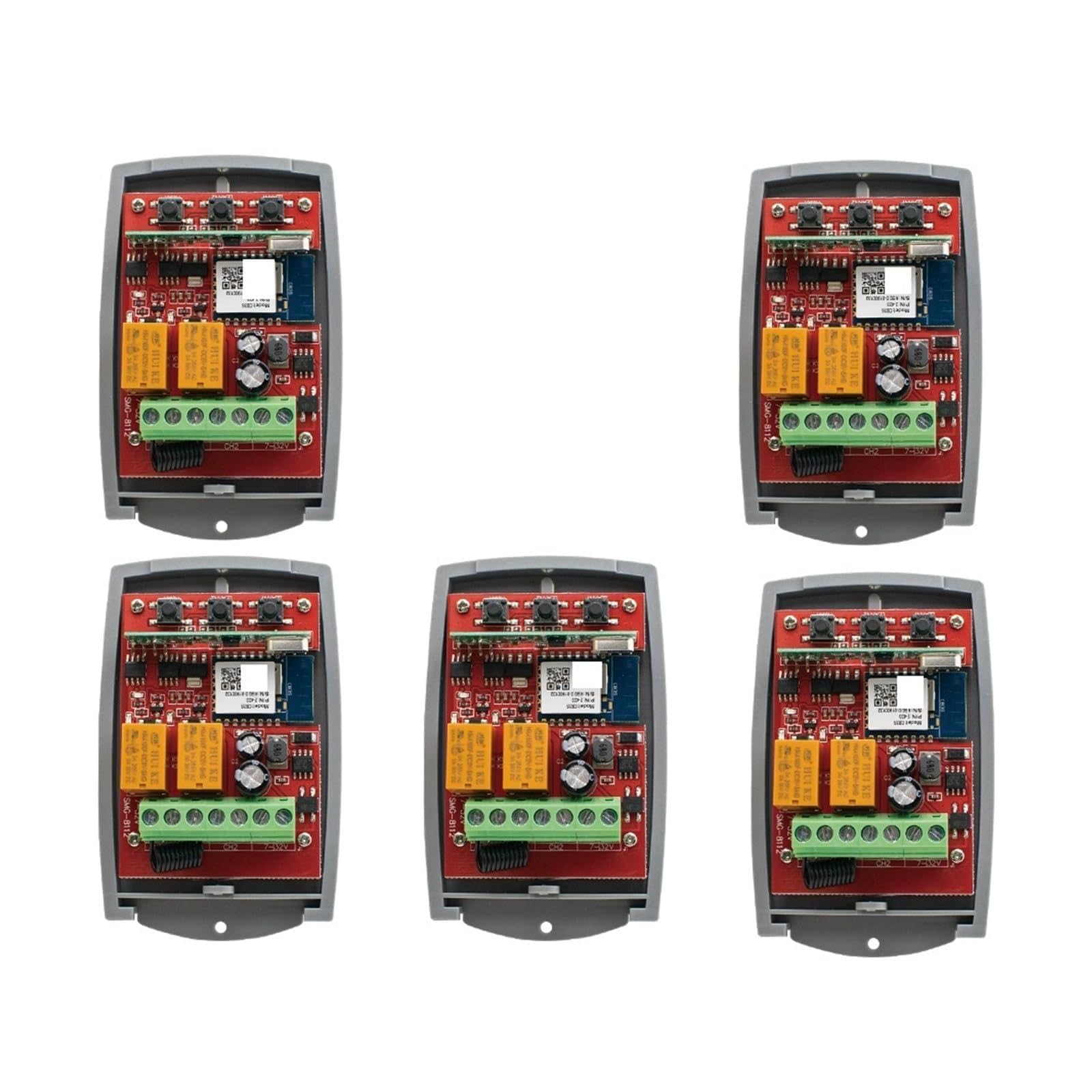 Apriporta Automatico, Smart Switch Universale RF Cancello del garage Apriporta Controller 433 mhz 7-250 V Ricevitore esterno a 2 canali(5PCS AC DC 7-32V)