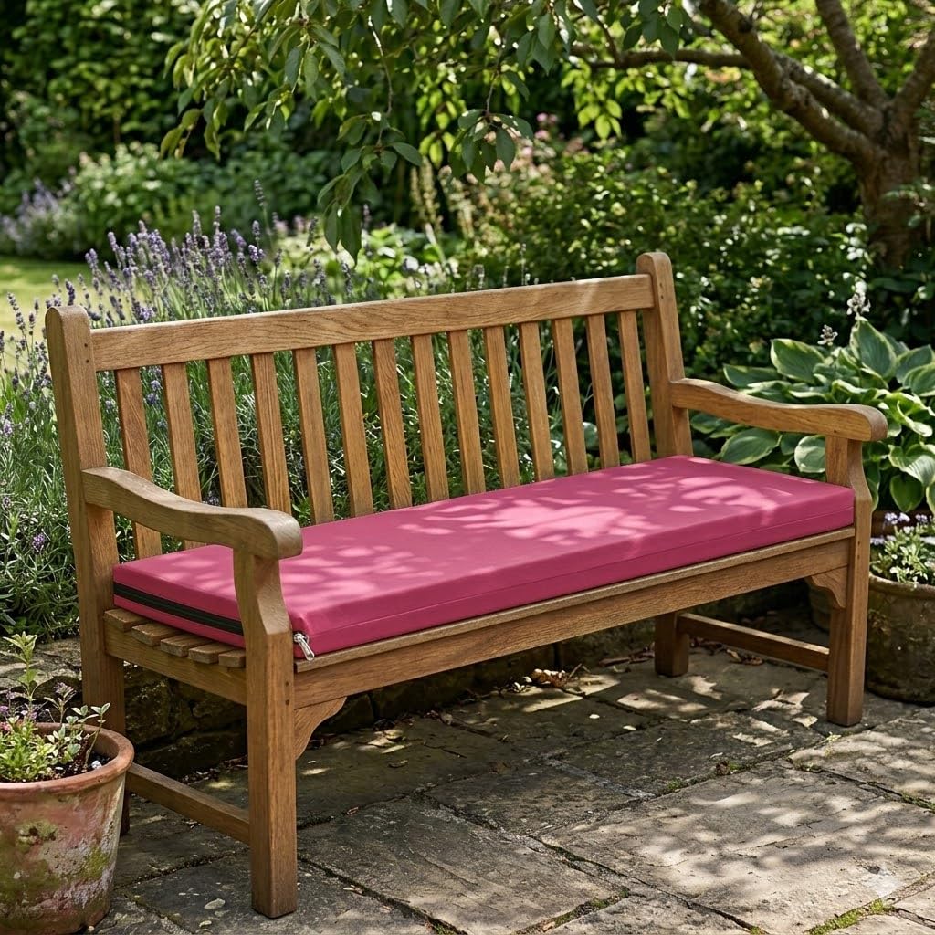 Goldstar Beddings Premium Garden Bench Cushion - 2 Seater Foam Seat Pad for Indoor/Outdoor Use (Fuchsia, 2 Seater 15 x 45 x 2) โ image 1