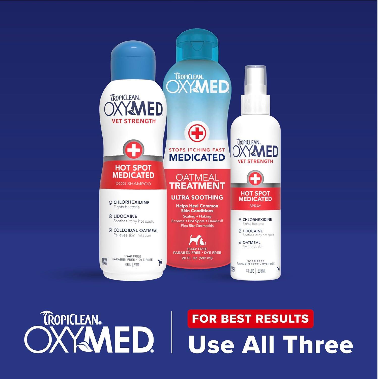OxyMed Vet Strength Hot Spot Medicated Dog Shampoo, Chlorhexidine, 20oz