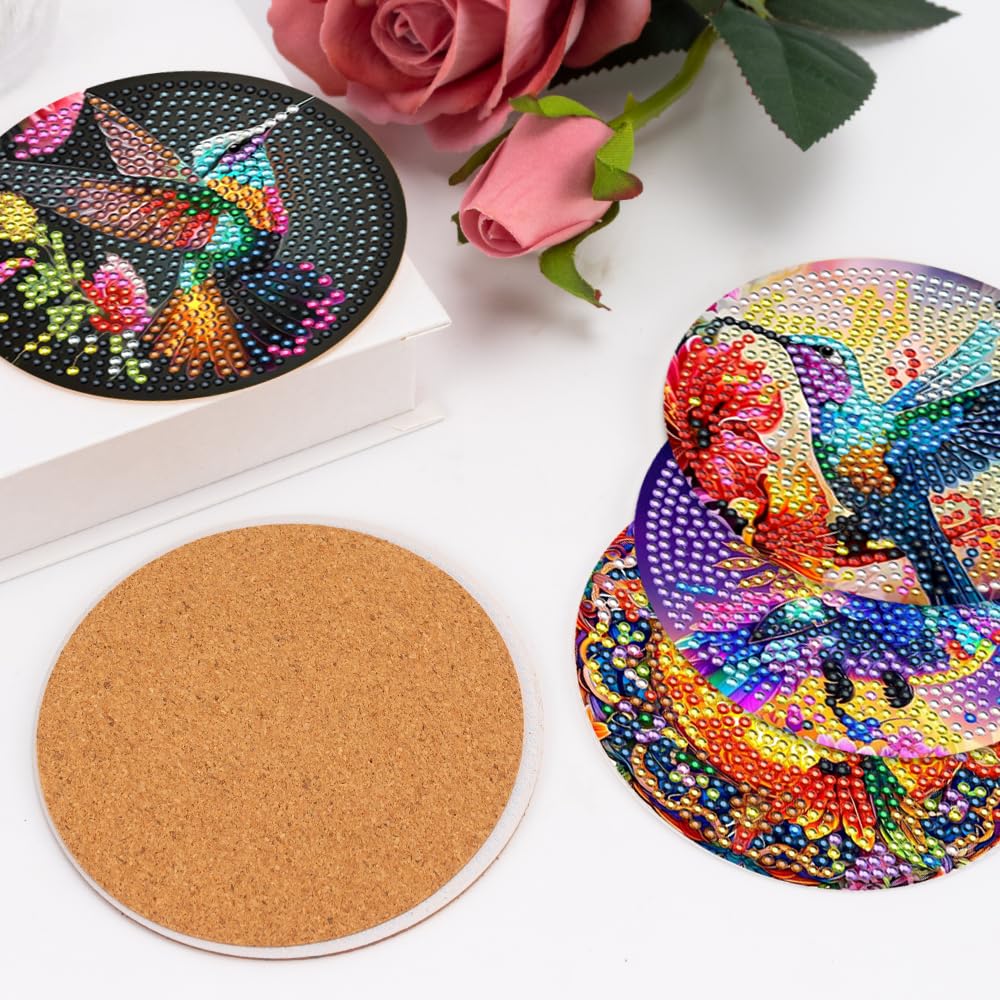 Diamond Painting Diamond Art Kits 4 Pcs Animal Coasters, Animals Diamond Art Coasters, DIY Owl Diamond Art Kits For Adults