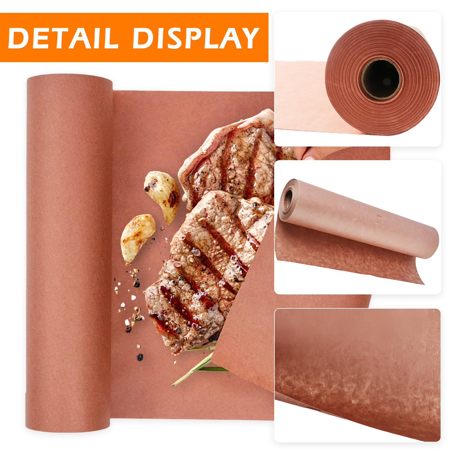 Butcher Paper,30cm*50m Rosa Kraft Butcher,Rotolo Di carta Da Macellaio,Carta kraft,Carta Kraft Per Barbecue Per Affumicare Carne Di Tutte Le Varietà,BBQ Bbq Smoker Grill