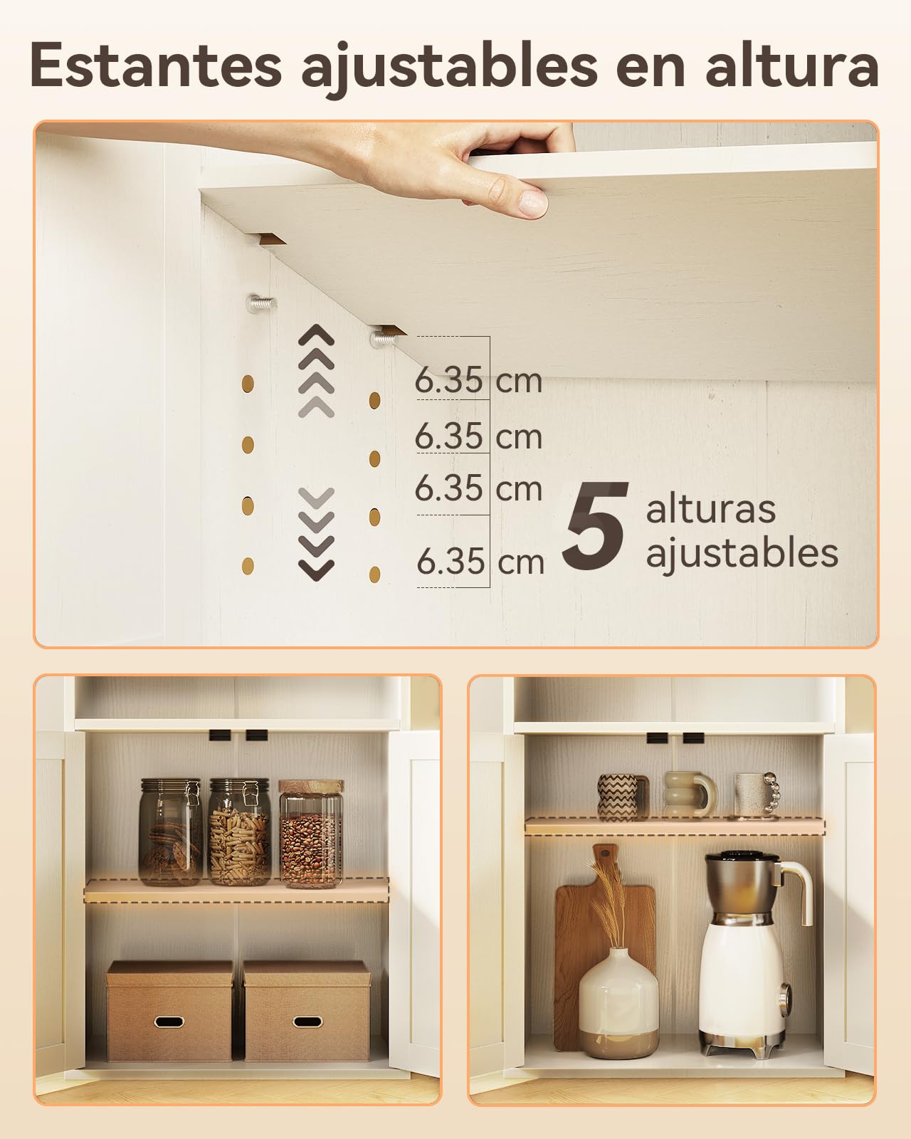 Coleshome Estantería Libros, Librería de 6 Niveles con Puertas y Armario, Estantería de Pie para Salón, Dormitorio, Oficina, Almacenamiento y Exhibición, Blanco, 48 x 24 x 176.4