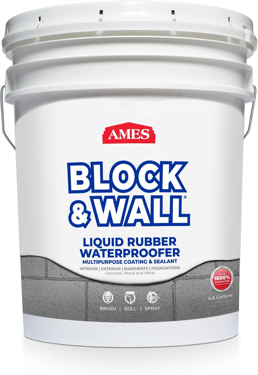 AMES BWRF5 Water Base High Strength Elastomeric Liquid Rubber, 5 Gallon White 5 Gallons Rubber