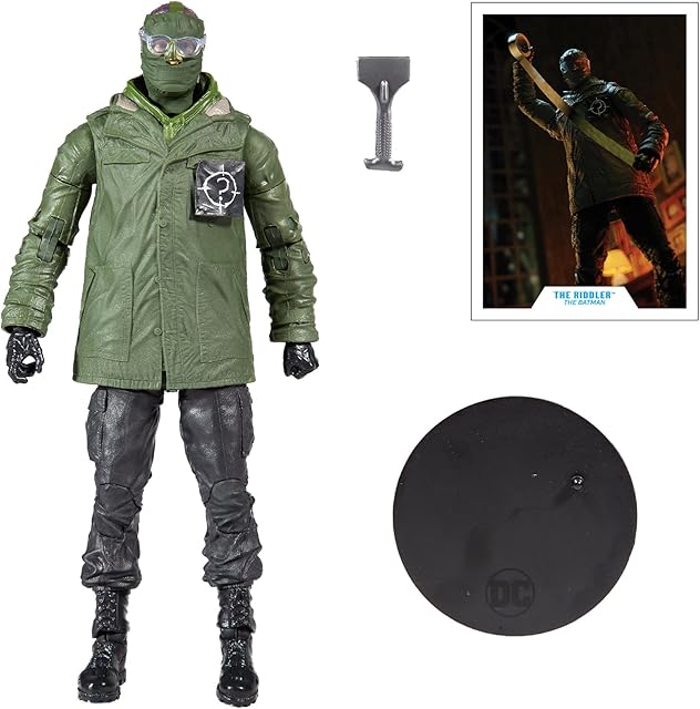 McFarlane Toys, 7-Inch DC Batman The Riddler Action Figure with 22 Moving Parts, Collectible DC Batman Movie Figure with Stand Base and Unique Collectible Character Card  Ages 12+
