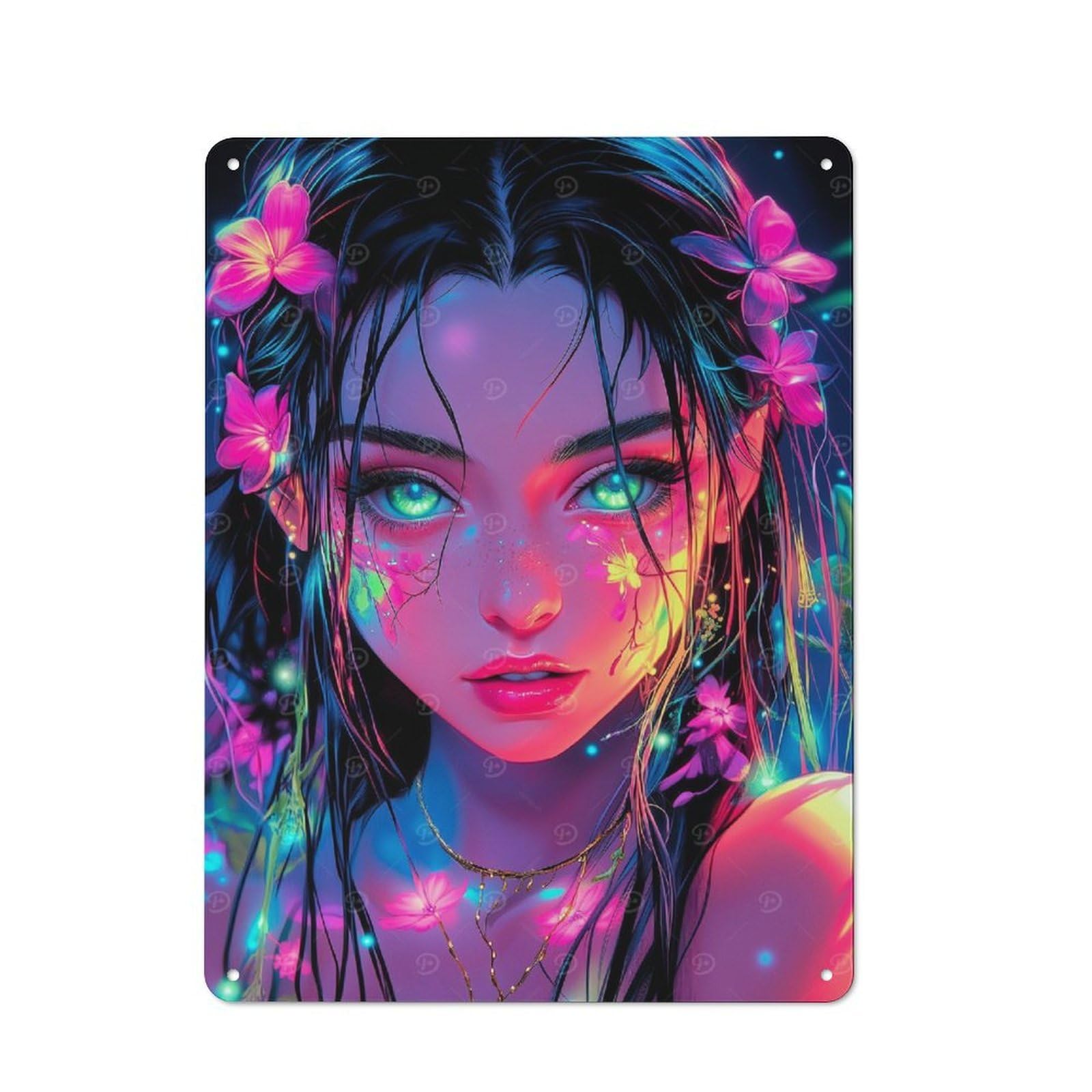 Junmoney Girls Style-4 Neon Anime Retro Tin Wall Plaque 40X30cm For Guest Room Or Hallway, For Vintage Wall Decor Fans, For Themed Room Decoration