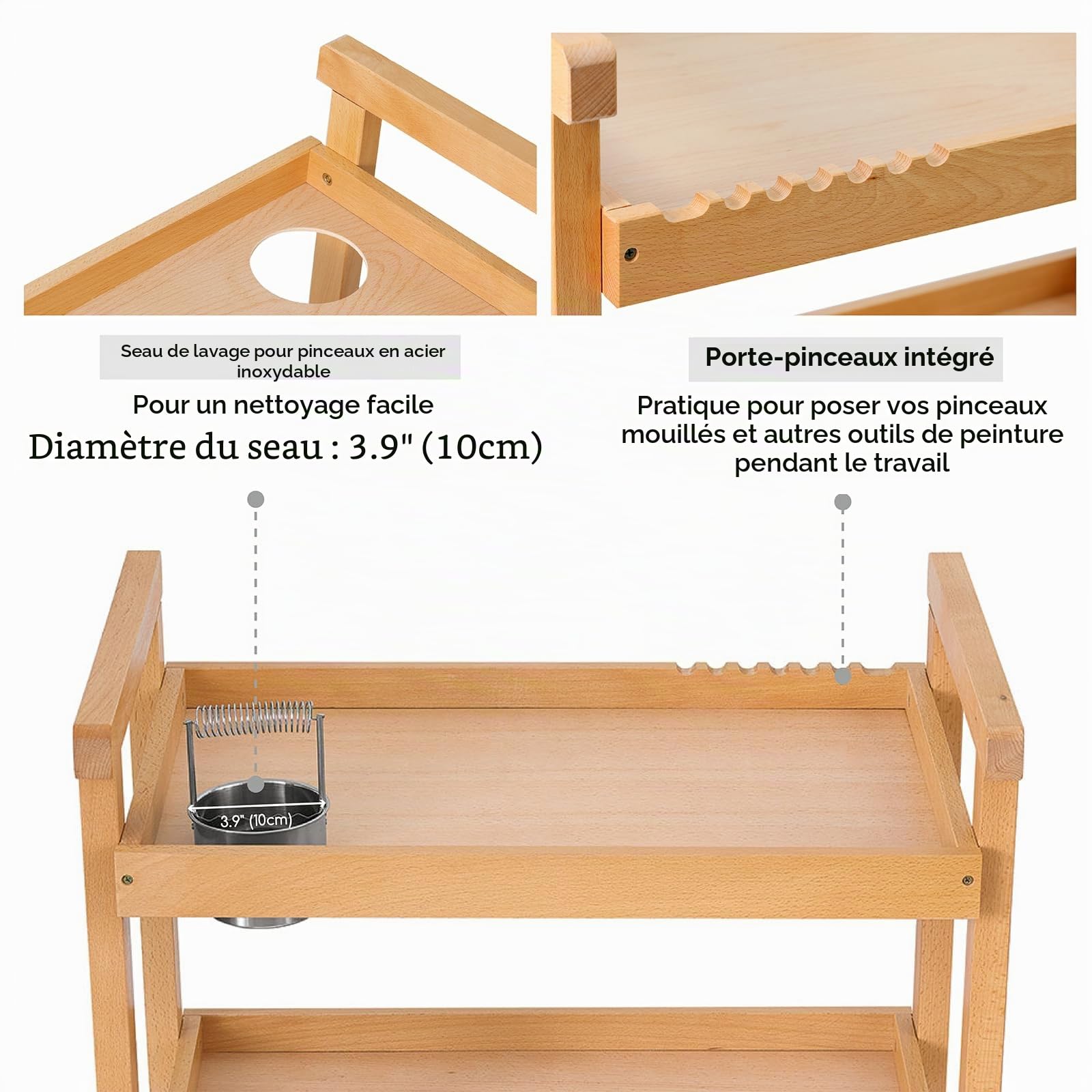 MEEDEN Art Cart Storage Organizer,Carrello da Studio a 3 livelli Con rotelle,Carrello di stoccaggio multifunzionale Unità di scaffalatura su ruote,Faggio massiccio Art Supplies Studio Cart Classroom
