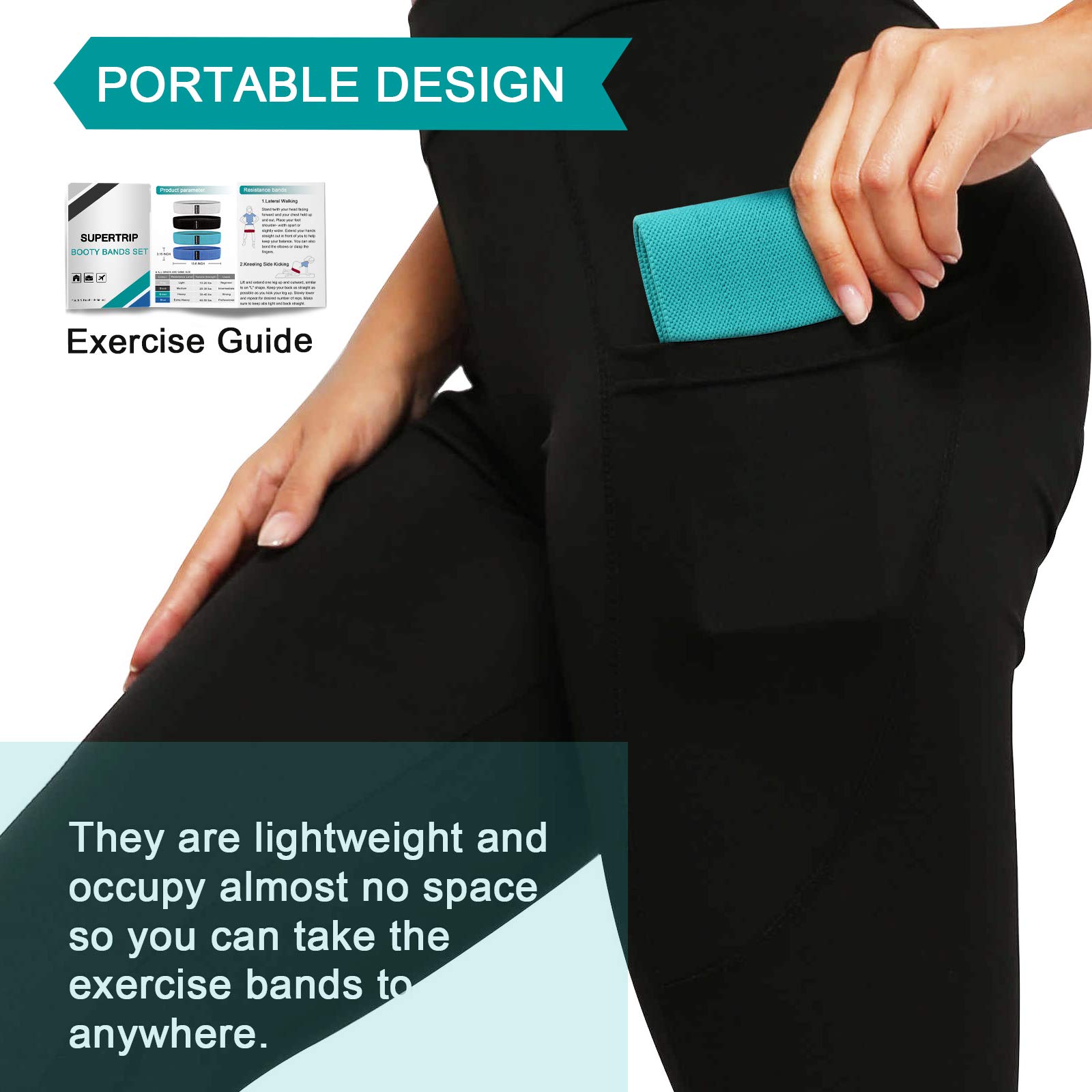 Supertrip Fabric Resistance Bands for Legs and Butt Non-Slip Booty Bands Set for 2, Women/Men Exercise Loop Bands Elastic Workout Fitness Bands Wide Strength Bands for Squat Glute Hip