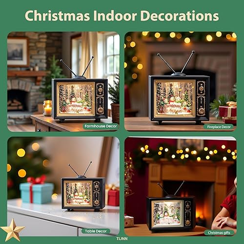 Miniatura 8 de Luces de globo de nieve de 9 pulgadas, copos de nieve brillantes, USB y pilas para decoración de Navidad, tapicería para el hogar (Santa y muñeco de