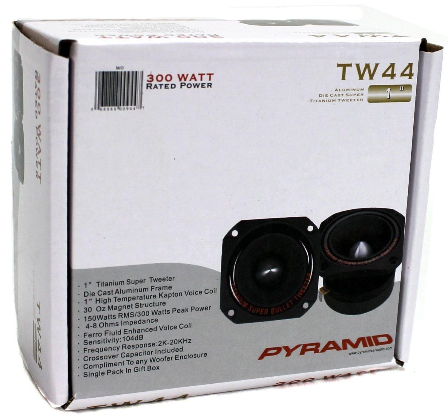 KIT Set pour Pyramid TW44 1 Super Tweeter Driver Titane Noir 8 cm x 8 cm, 150 Watt rms 300 Watt Max, pour portières de Voiture, pour spl Racing, 1 pièce + condensateur Offert