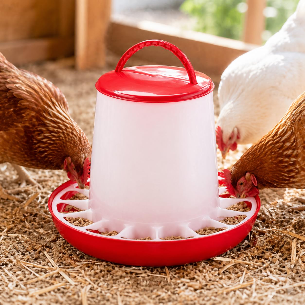 Melko Futterspender Geflügel für 6KG Futterautomat Enten Futterstation Gänse Wachteln Futtertrog