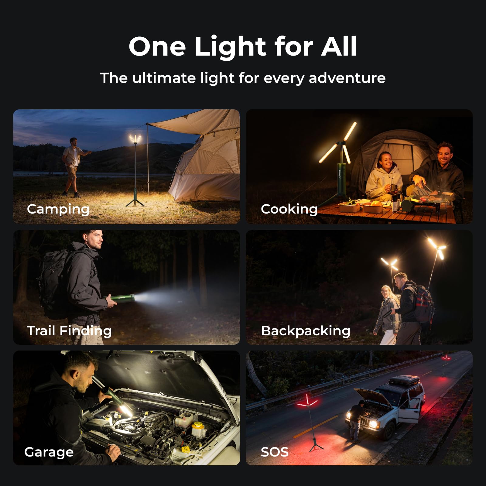 BougeRV Lampada da campeggio telescopica, 15600 mAh, lanterna ricaricabile, luce da campeggio portatile, 1000 x 3 lumen, luce da campeggio girevole per tenda, emergenza, all'aperto, resistente