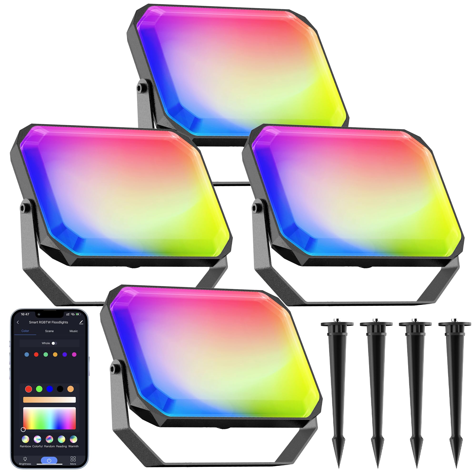 Nopoor LED Flood Light, RGB Color Changing Flood Lights Outdoor