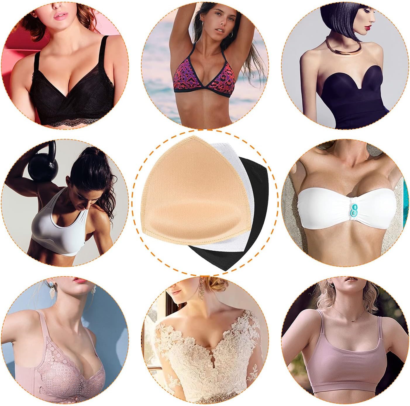 Women's Triangle Bra Pads Inserts Removable Push Up Sports Bra Cups Replacements For Bikini Top Swimsuit - Image 7