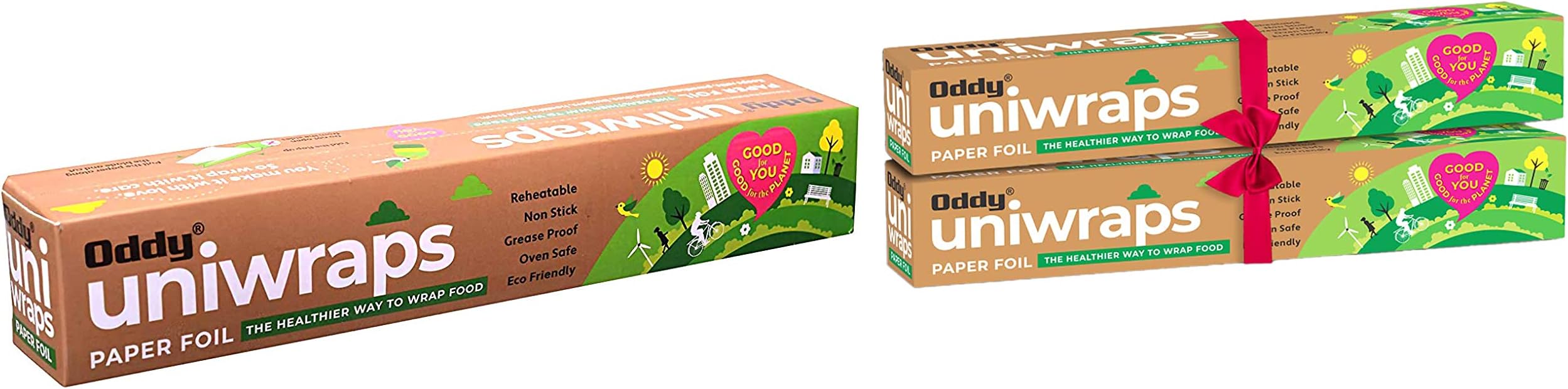 Oddy Uniwraps Food Wrapping Paper, 278 mm x 20 m, White & Food Wrapping Paper 278MM x 20M, Combo Pack, Set of 2 Rolls Combo