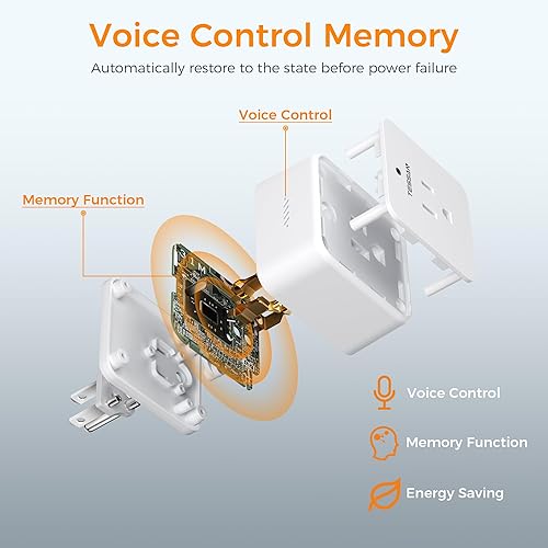 Miniatura 3 de TESSAN Toma de control de voz, toma eléctrica de control remoto inalámbrico, interruptor de luz de encendidoapagado para luz nocturna, cafetera,