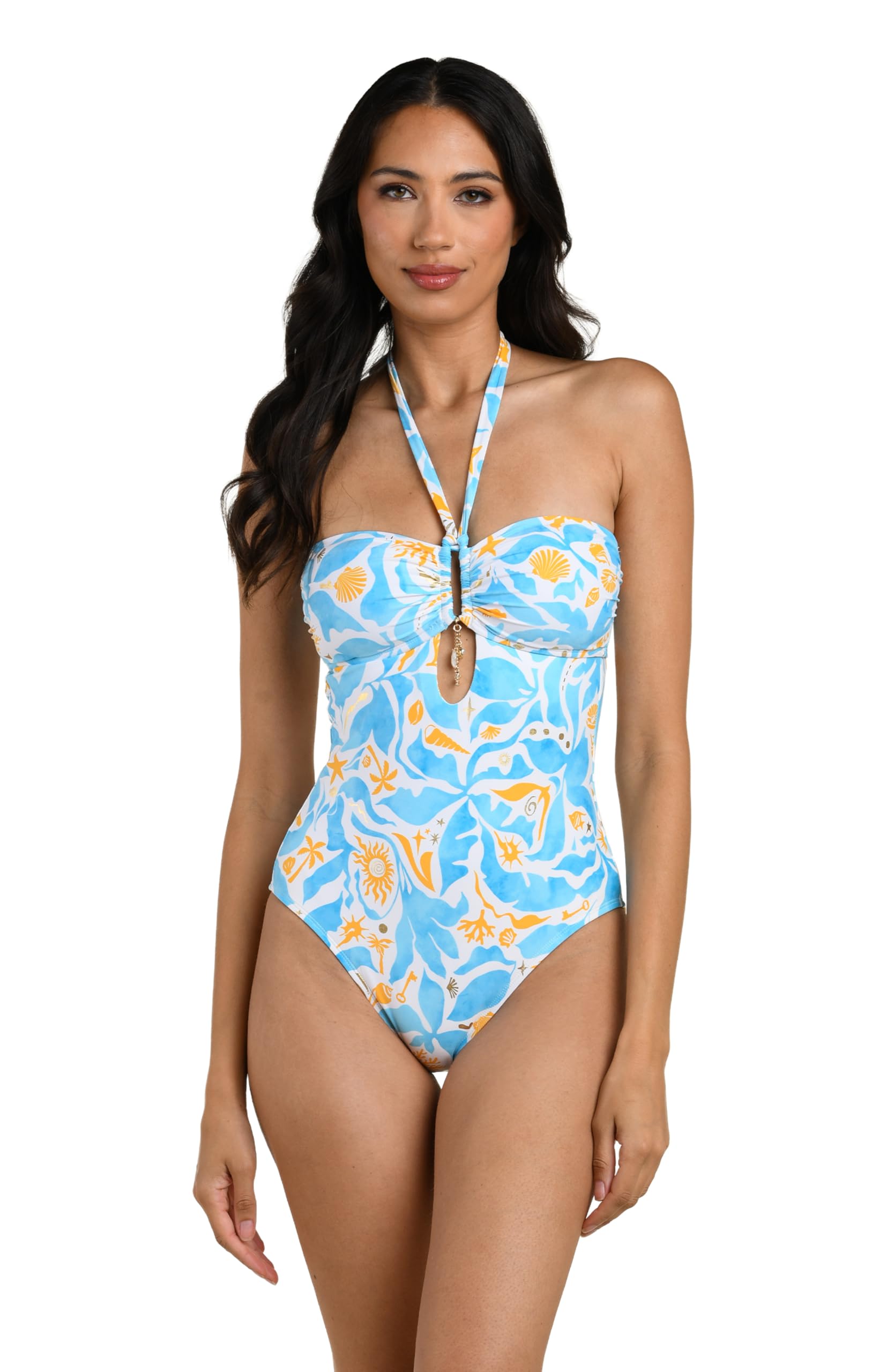La Blanca Womens One Piece Swimsuit Bandeau Tummy Control Bathing Suit