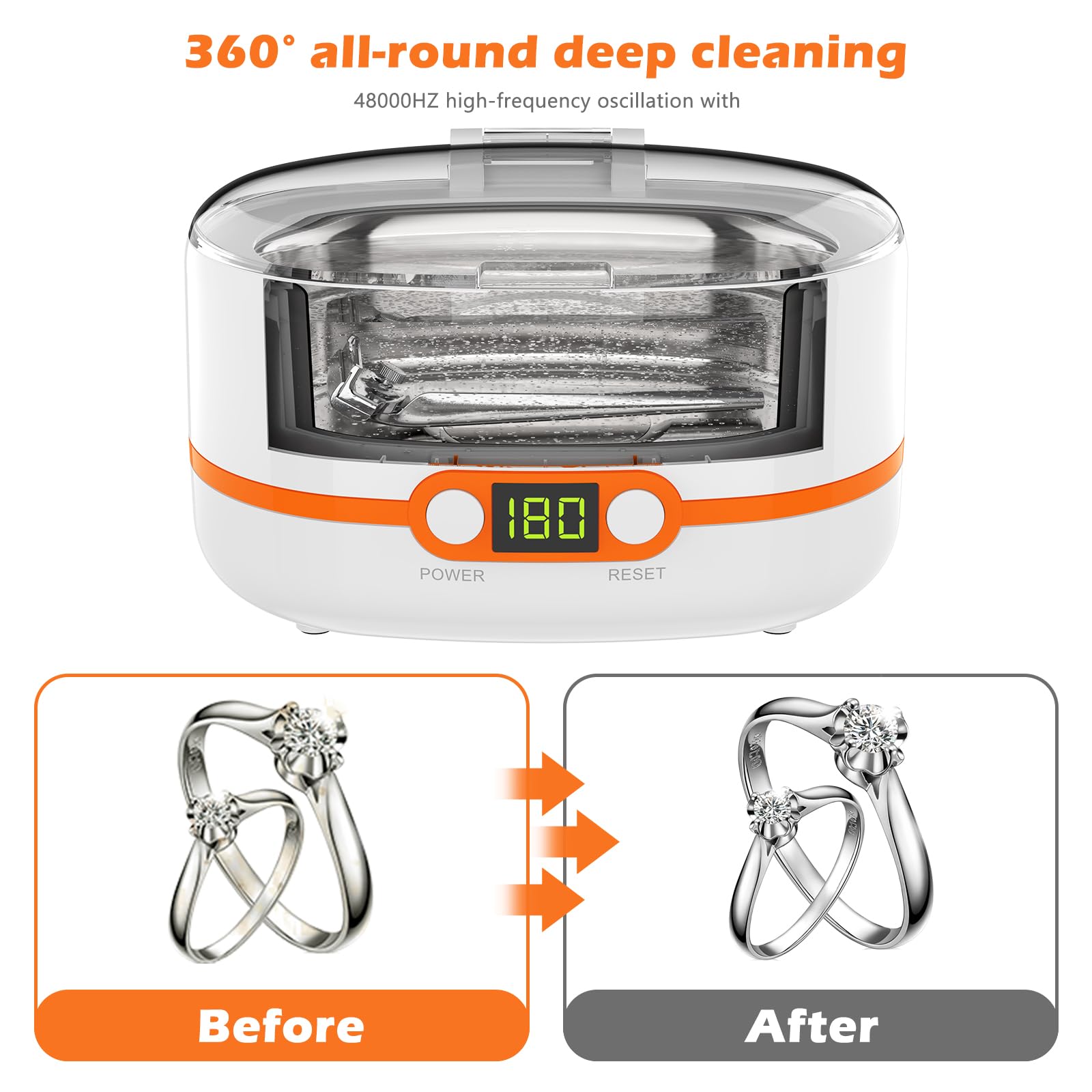 Ultraschallreinigungsgerät Ultraschallreiniger Ultraschallgerät KECOOLKE 600 ml Schallreiniger mit digitalem Timer für Brillen Ringe Münzen Ringe Silber