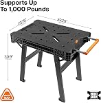 Klein Tools 54410MB MODbox Work Bench, Folding Work Table, Lightweight Portable Workstation, 1000-Pound Capacity, 39.25 x 23.75 x 30.9-Inch, Compatible with MODbox Rail System