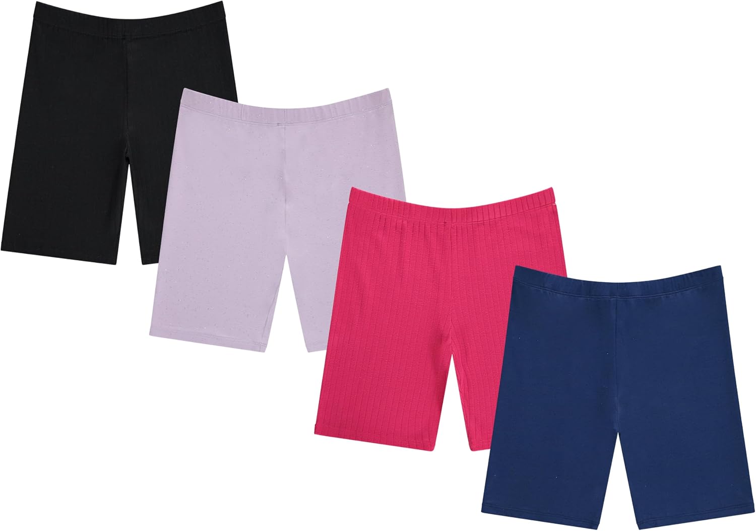 BTween Girls 4 Pack Athletic Bike Shorts, Fashion Short, Workout Clothes for Girls