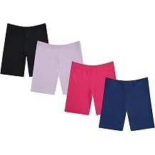 BTween Girls 4 Pack Athletic Bike Shorts, Fashion Short, Workout Clothes for Girls