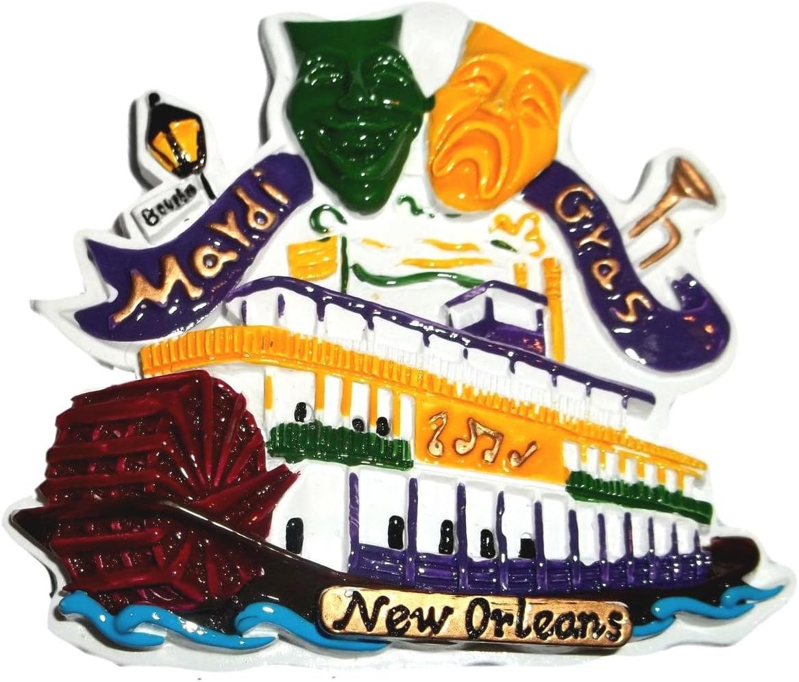Steamboat Drama Masks Mardi Gras New Orleans Magnet Party Favor