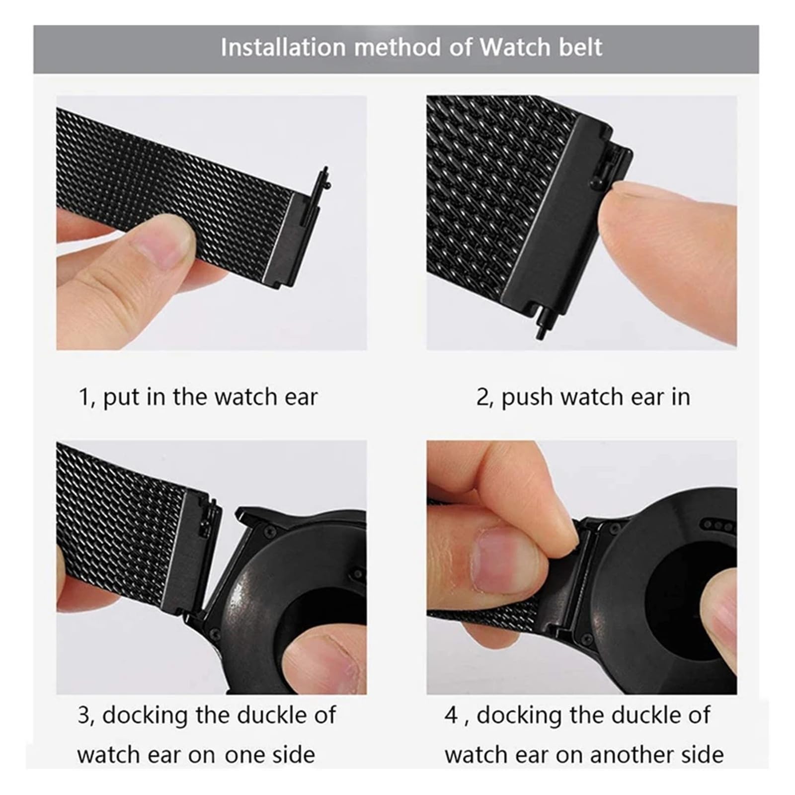 Bracelet de montre magnétique 20 mm 22 mm pour Samsung Galaxy Watch 7 6 5 4 Classic 42 46 47 mm Gear pour S3 GTR avec fermoir pliable sécurisé en métal (noir, 22 mm)