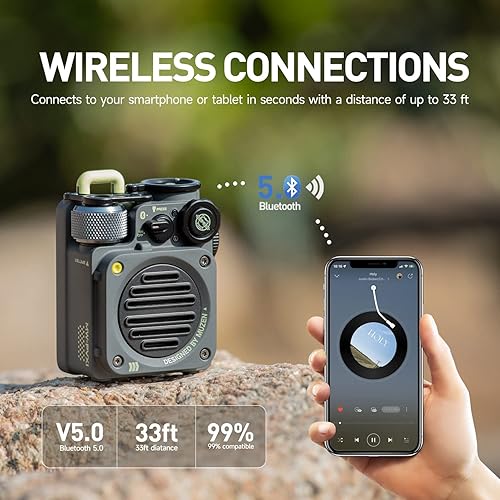 Miniatura 3 de Muzen Wild Mini altavoz Bluetooth inalámbrico portátil, resistente al aire libre, pequeños altavoces resistentes IPX5 impermeables con linterna,
