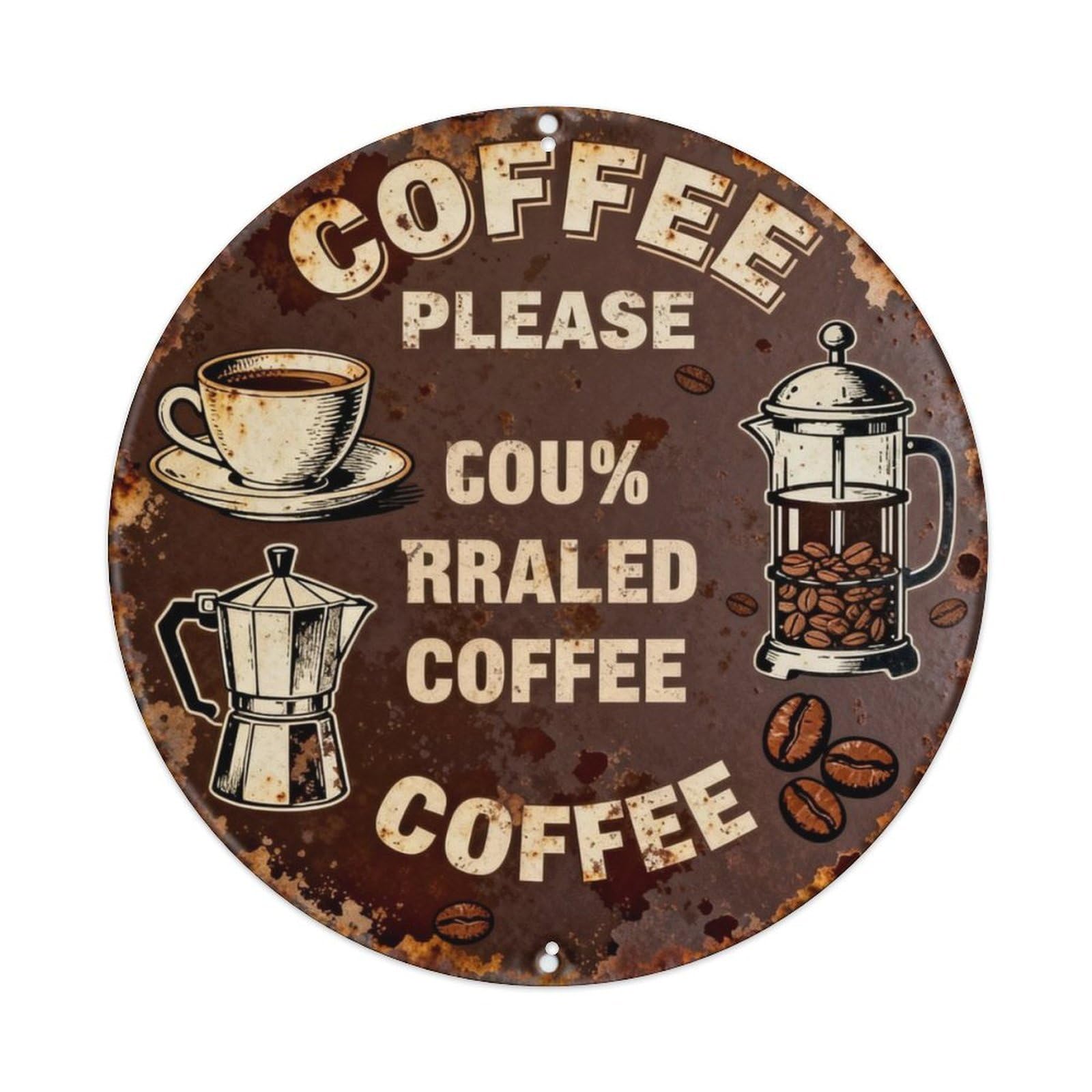 COFFEE PLEASE Metal Tin Sign Plaque
