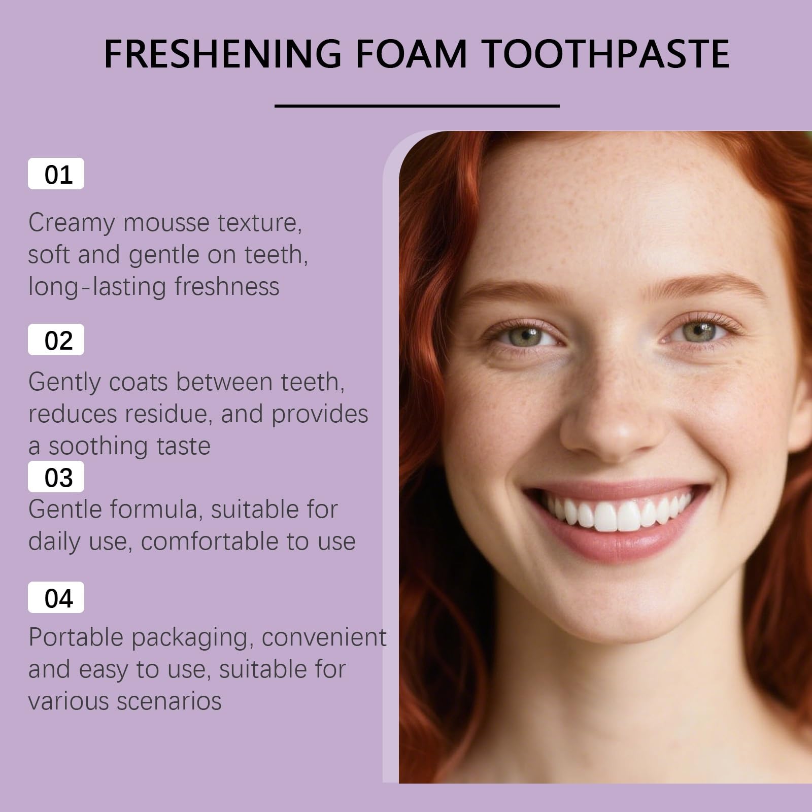 Pasta de dientes refrescante en espuma de menta for dientes limpios y brillantes, cuidado bucal suave y aliento fresco duradero en el uso diario(1pcs)