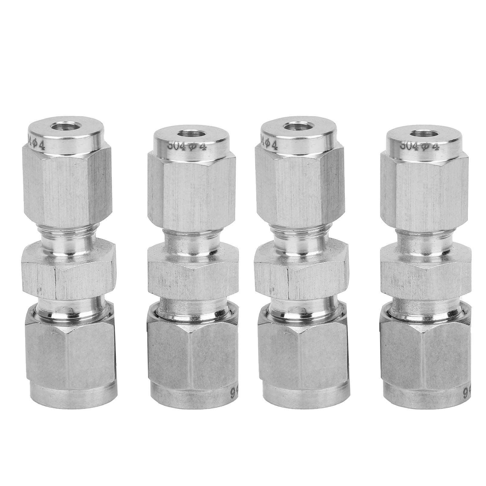 Respicefinem 4Pcs Compression Tube Fitting Stainless Steel Double Ferrule Converter Adapter For ?8 ?10 Suitable For Reducing Diameters Of Water Pipes Air Pipes And Oil Pipes With (F4 / F6)