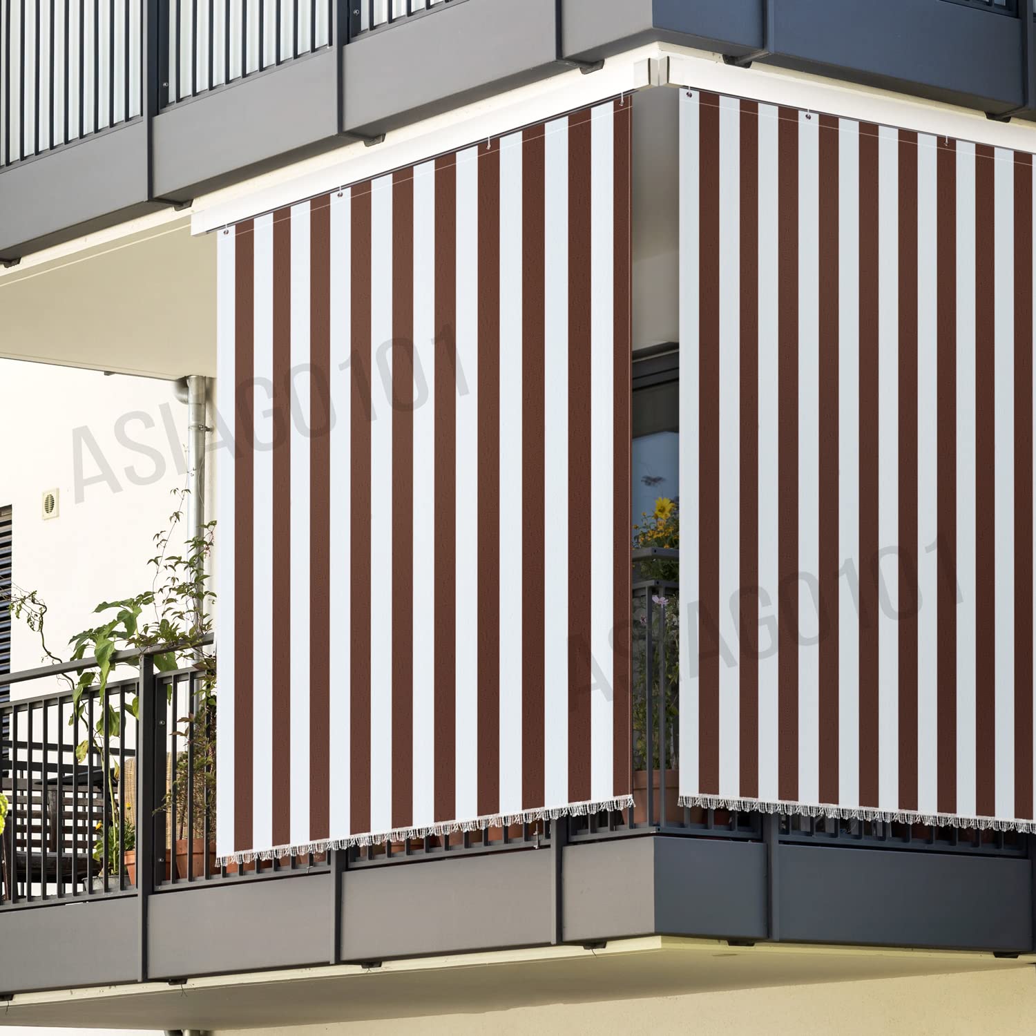 Rideau de Soleil ombragé Maison avec kit de Crochets et Anneaux en Tissu résistant indéchirable pour extérieur véranda terrasse Balcon Porte fenêtre Jardin Campeur Gazebo Lavable 150 x 250 cm (2)