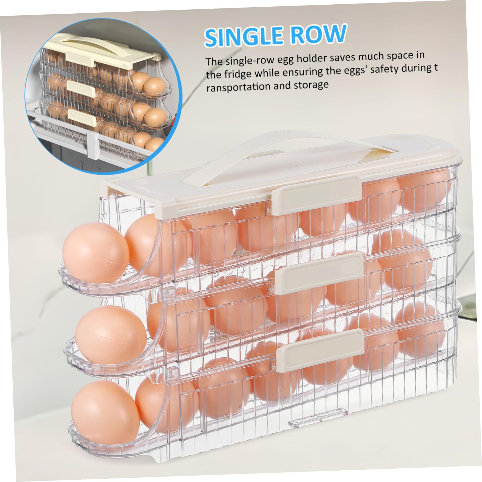 Organizador de Huevos para Frigorífico de Tres Capas, Pet Blanco