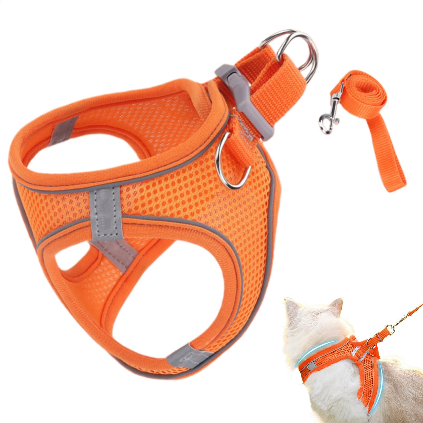Cat Harness Soft Reflective Mesh Vest Harness and Lead