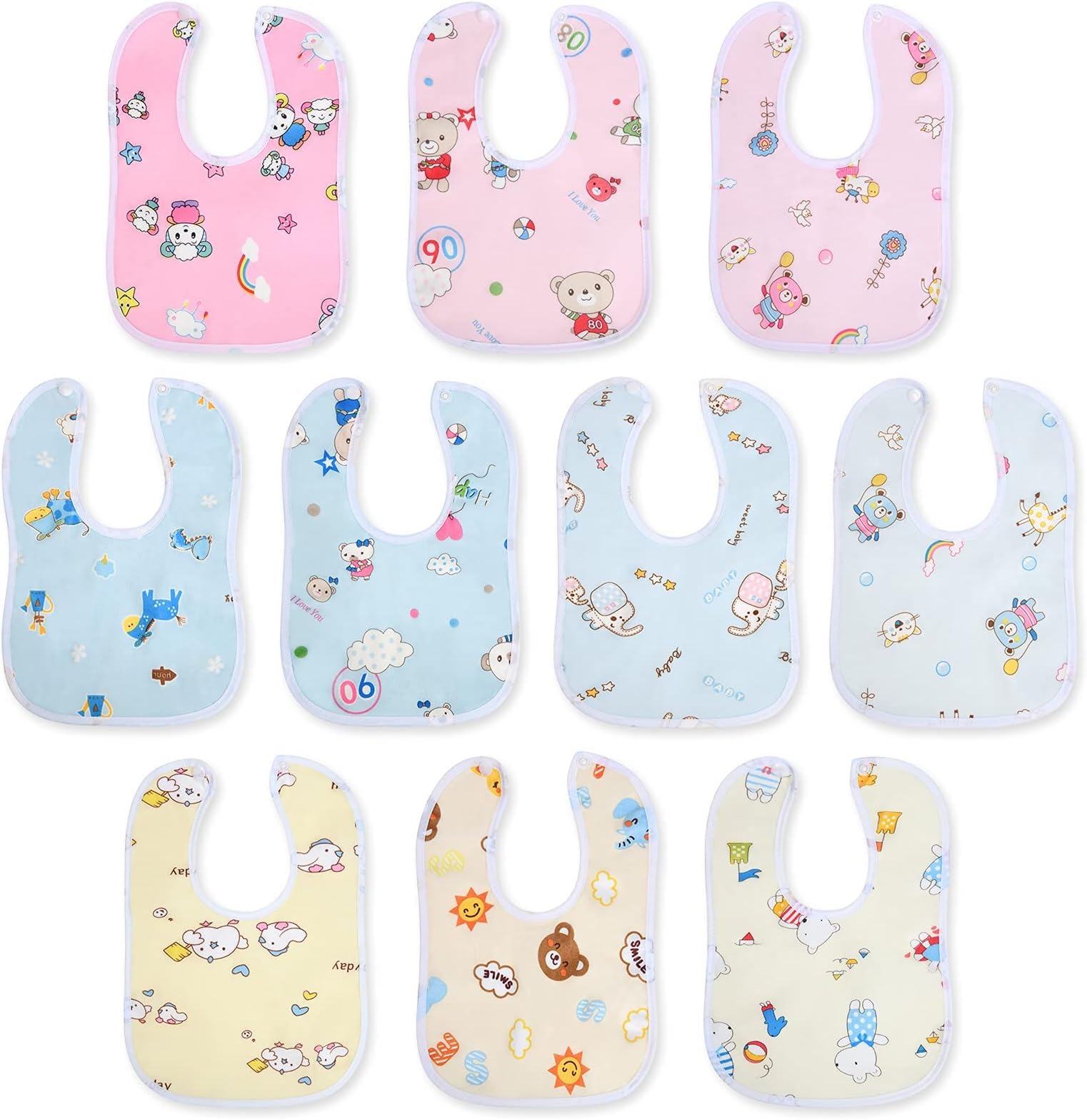 Vicloon Baby Bandana Dribble Bibs Drool Bibs, 10pcs Infant Teething Soft and Absorbent with Adjustable Snaps, Bib Set for Unisex Newborn Toddlers Aged 0-36 Months