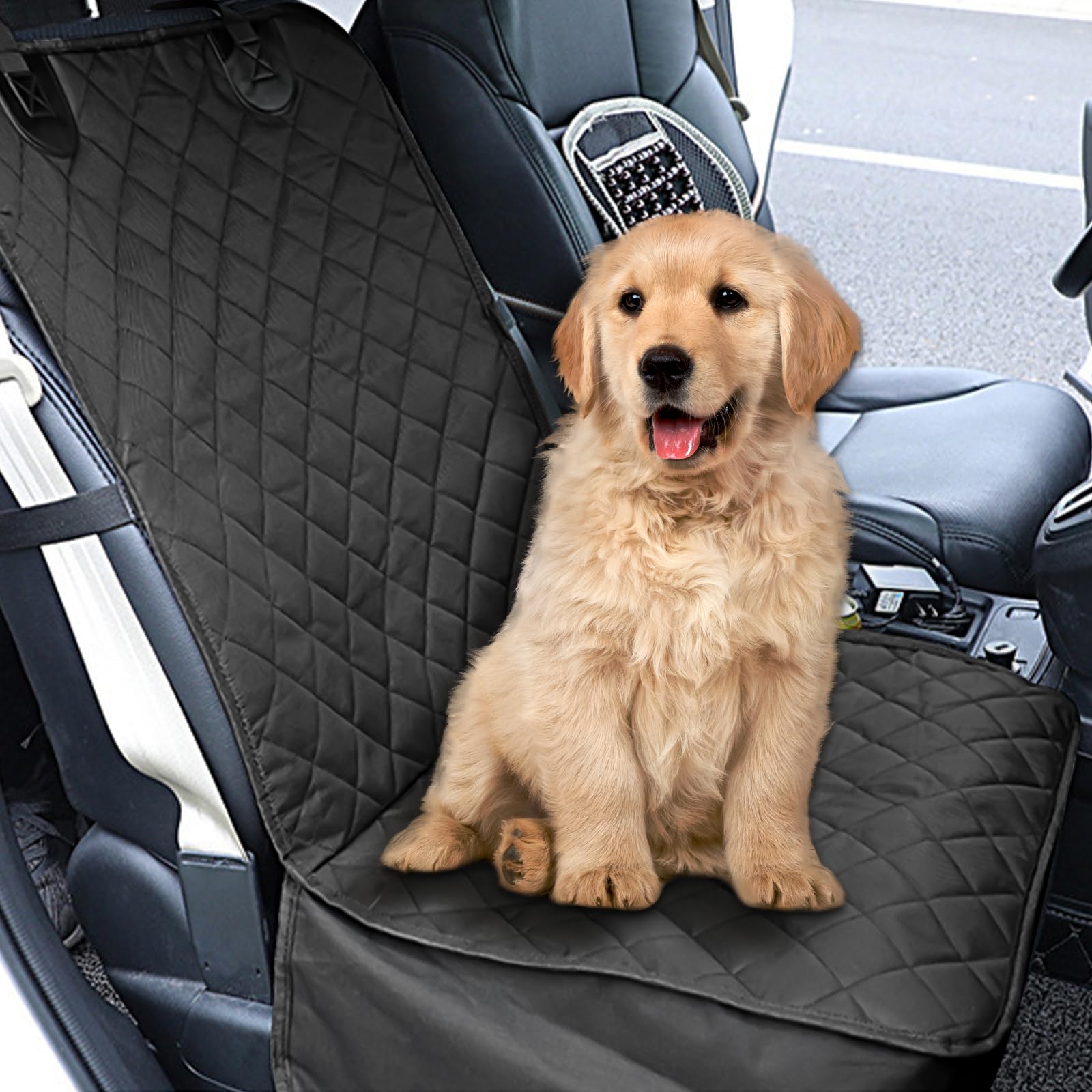 Hbxdeco Dog Car Seat Cover, Waterproof & Scratchproof Dog Seat Protector, Pet Car Seat Cover Front Seat with Buckle and Padded, Universal Dog Seat