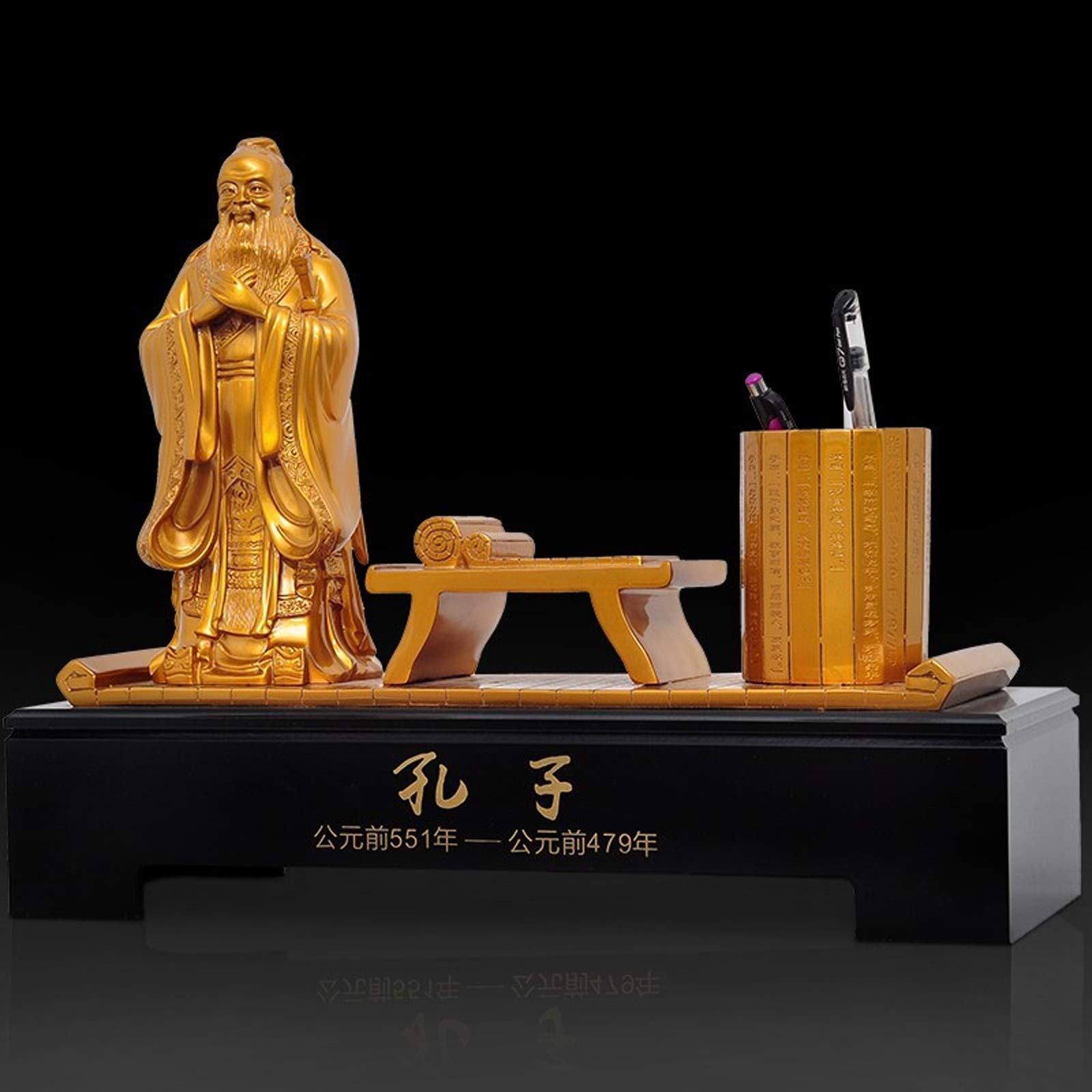 Stifthalter Schreibtisch Konfuzius Stift Bleistifthalter, chinesische Art Creative Stift Bleistifthalter Harzstift Container Schreibtisch Ornamente for Schreibtisch Home Ornamente (Golden) Schreibtisc
