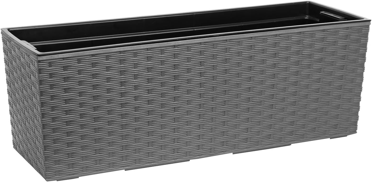 Lamela Begonia Rattan Planter - 19 x 56 x 19.5 cm - Graphite - E5