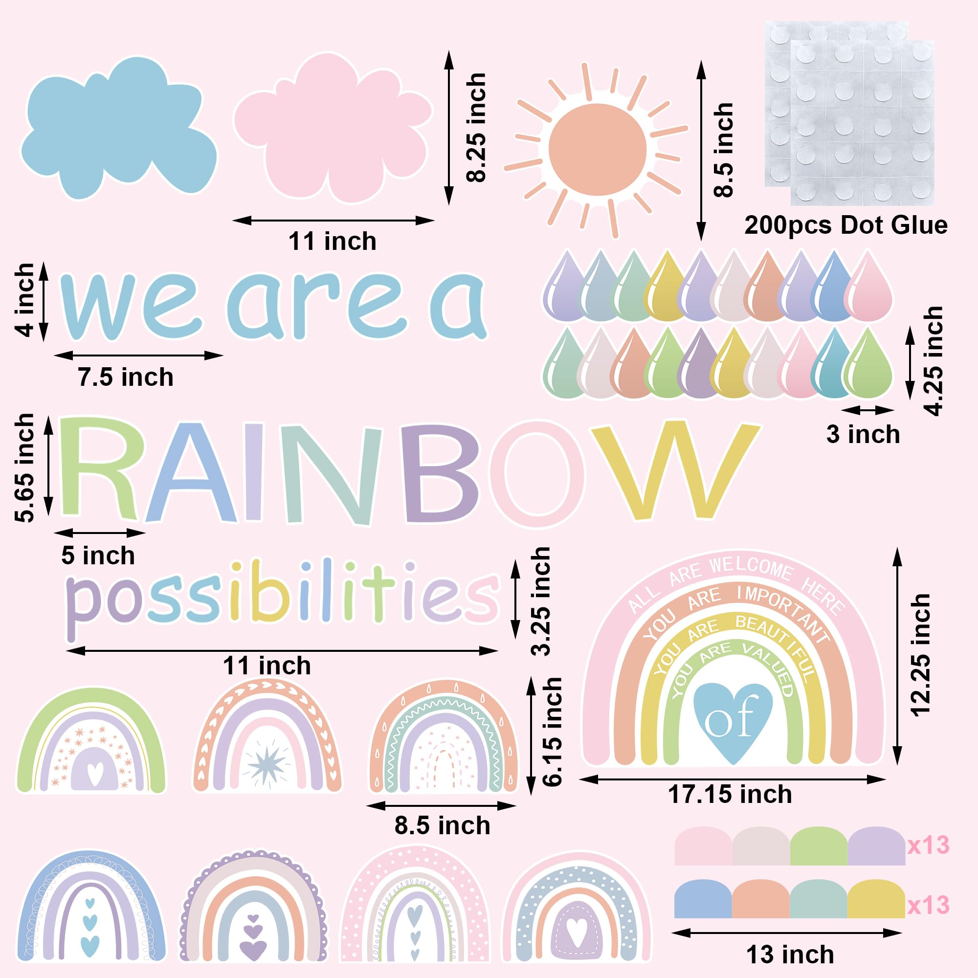 Frühlings-Pinnwand-Set 'We Bloom Together' - Boho-Blumen & Regenbogen-Deko Fürs Klassenzimmer & Zuhause