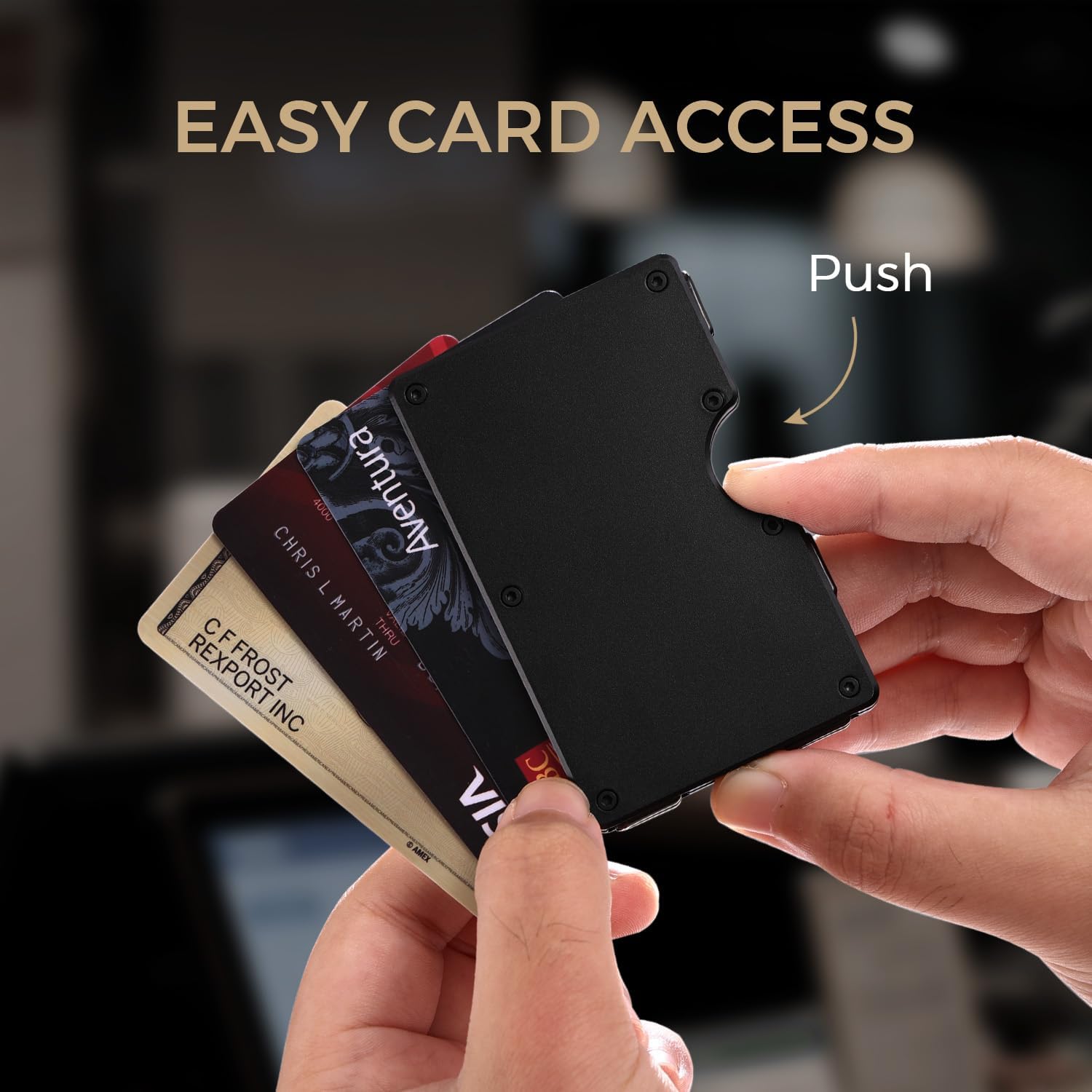 RUNBOX Minimalist Wallet for Men - Slim RFID Blocking Metal Card Holder with Money Clip, Ultra-Thin Front Pocket Design Holds Up to 15 Cards, Gifts for Men(Matte Black) - Image 2