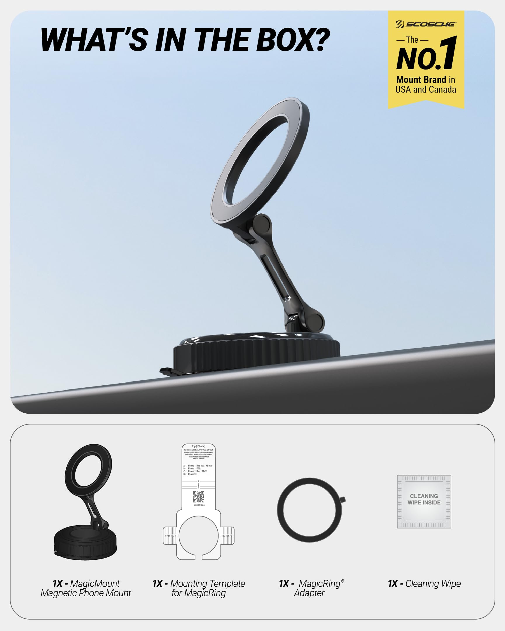 Scosche GoAnywhere MagSafe Suction Cup Phone Mount with Twist-to-Lock Base, Magnetic Phone Holder for Car Dashboard, Windshield and Flat Surfaces, Compatible with PopSockets, iPhone & Android view 9